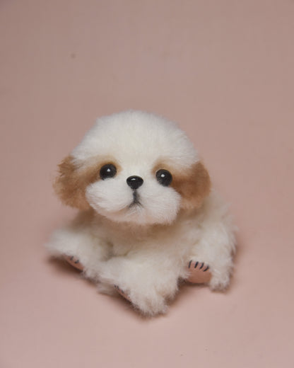 Joybly Brownie Shih Tzu handmade plush toy with soft brown fabric